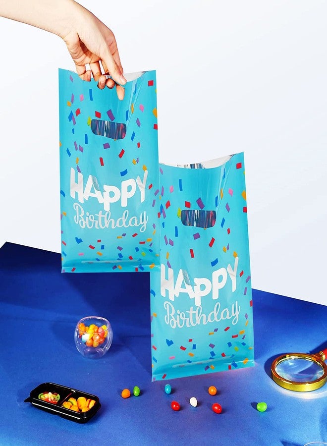 HSPAIDYP 30 Pcs Happy Birthday Party GiftBags,Candy Favor Bags,Plastic Gift Candy GiftBags,Blue Goodies GiftBags for Baby Showers Birthday Party Decorations (Blue Gift Bags) - Image 4